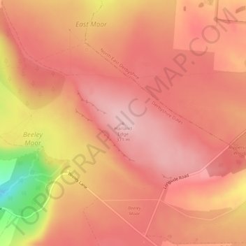 Harland Edge topographic map, elevation, terrain