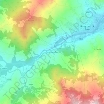 Ponte Scodellino topographic map, elevation, terrain