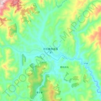 可乐彝族苗族乡 topographic map, elevation, terrain