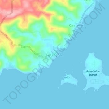 Cabalagnan topographic map, elevation, terrain