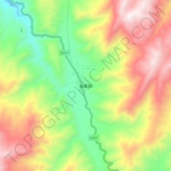 普威镇 topographic map, elevation, terrain