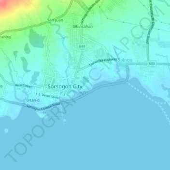 Sampaloc topographic map, elevation, terrain