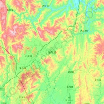 绥阳 topographic map, elevation, terrain