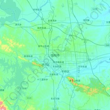 信阳市 topographic map, elevation, terrain