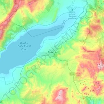 Burdur topographic map, elevation, terrain