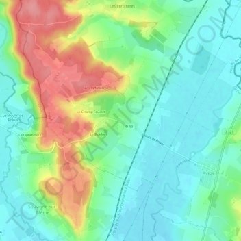 L'Aumône topographic map, elevation, terrain