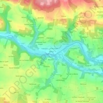 Kerhoc topographic map, elevation, terrain