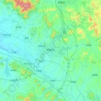 新泰市 topographic map, elevation, terrain