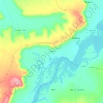 Chouk topographic map, elevation, terrain