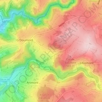 Boussire topographic map, elevation, terrain