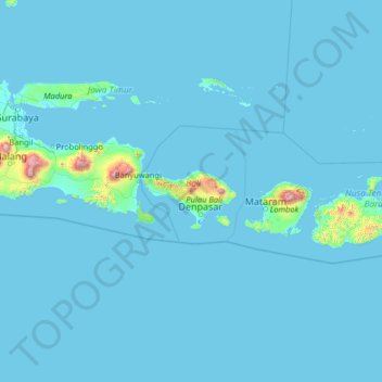 Bali topographic map, elevation, terrain