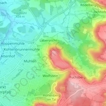 Wolfstein topographic map, elevation, terrain