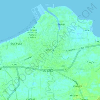 Pattani topographic map, elevation, terrain