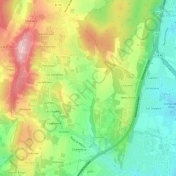 Les Piasses topographic map, elevation, terrain