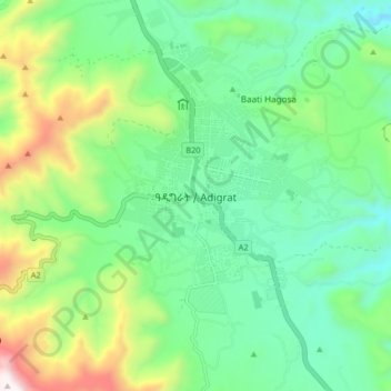 Adigrat topographic map, elevation, terrain