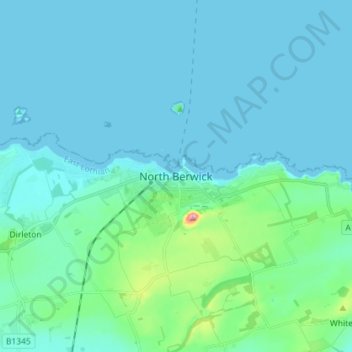 North Berwick topographic map, elevation, terrain