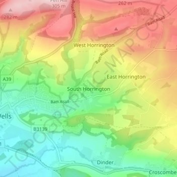 South Horrington topographic map, elevation, terrain