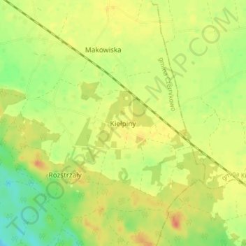 Kiełpiny topographic map, elevation, terrain