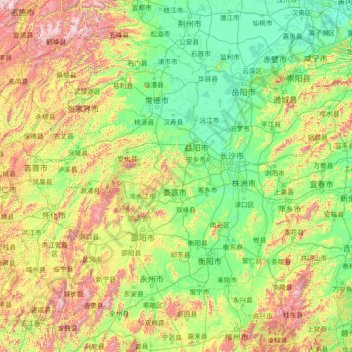 Hunan Province topographic map, elevation, terrain