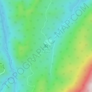 Brandy Flat Hut topographic map, elevation, terrain