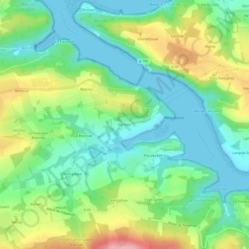 Kerfanc topographic map, elevation, terrain