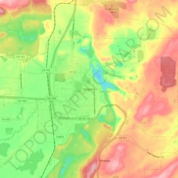 Virginia topographic map, elevation, terrain
