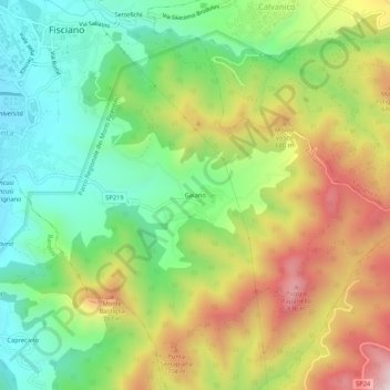 Gaiano topographic map, elevation, terrain