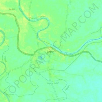 Jajpur topographic map, elevation, terrain