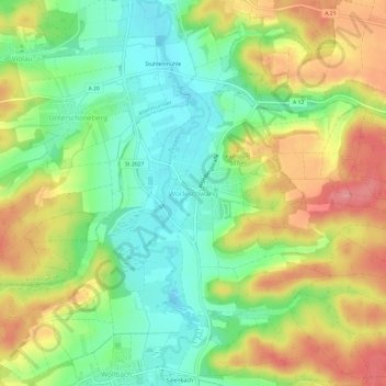 Wörleschwang topographic map, elevation, terrain
