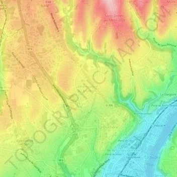 Champagne-au-Mont-d'Or topographic map, elevation, terrain