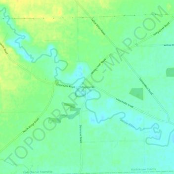 Mooreville topographic map, elevation, terrain