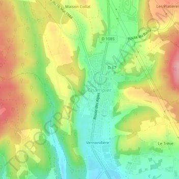 Le Chatelard topographic map, elevation, terrain