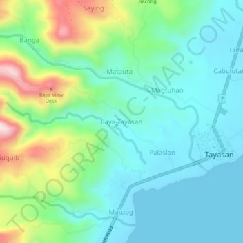 Ilaya-Tayasan topographic map, elevation, terrain