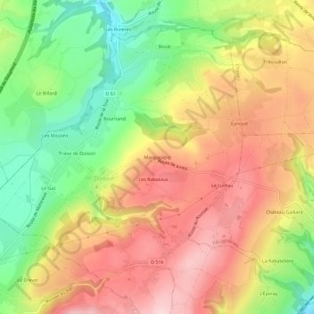 Marquisière topographic map, elevation, terrain
