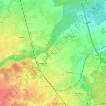 Erlkam topographic map, elevation, terrain