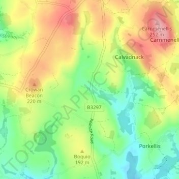 Burras topographic map, elevation, terrain