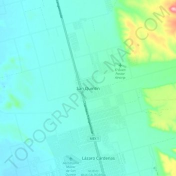 San Quintín topographic map, elevation, terrain