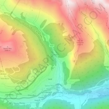 Saint Rhemy topographic map, elevation, terrain