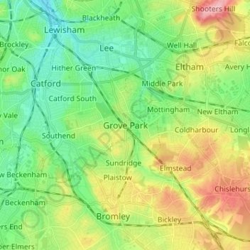 Grove Park topographic map, elevation, terrain