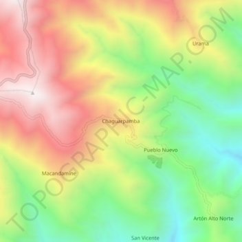 Chaguarpamba topographic map, elevation, terrain