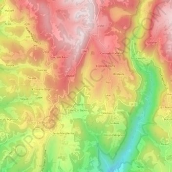 Pezzo topographic map, elevation, terrain
