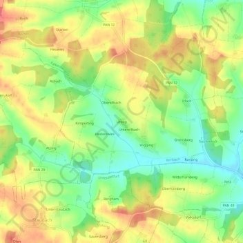 Utting topographic map, elevation, terrain