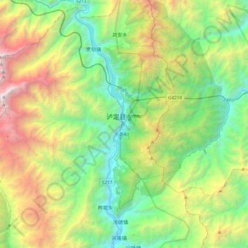 泸定县 topographic map, elevation, terrain