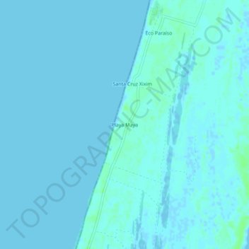 Playa Maya topographic map, elevation, terrain