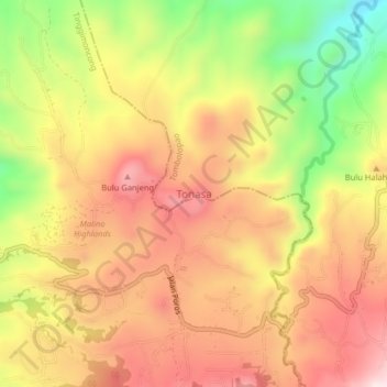 Tonasa topographic map, elevation, terrain