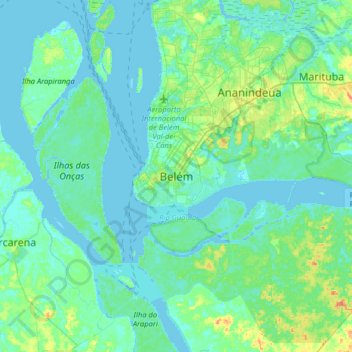Belém topographic map, elevation, terrain