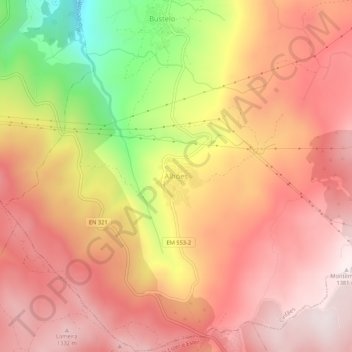 Alhões topographic map, elevation, terrain