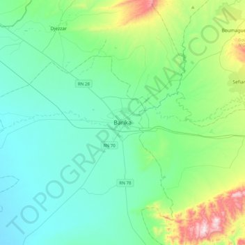 Barika topographic map, elevation, terrain