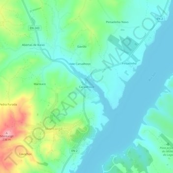 Carvalhoso topographic map, elevation, terrain