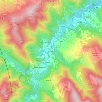 Coniale topographic map, elevation, terrain